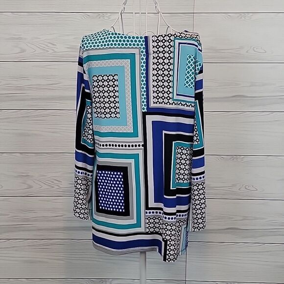 JM Collection tunic top silver stud embellishments- blue Women's Size M - Picture 6 of 10